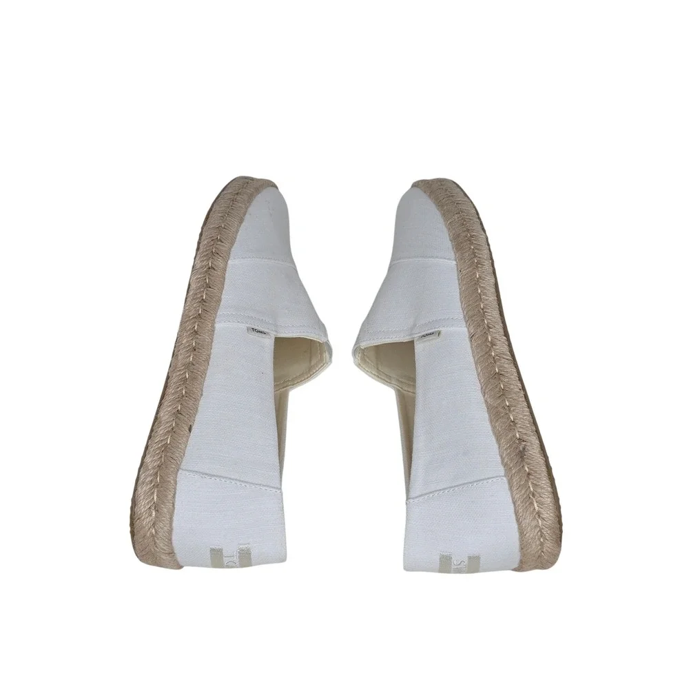 TOMS Off White Alpargata Espadrille Slip On Canvas‎ Shoes W's 10 Comfy Relaxing